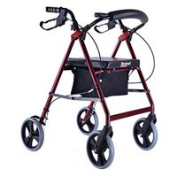 Seniors Help Shopping Cart, Aluminum Walking Trolley Folding Walker (Color : Red1)