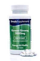 Korean/Panax Ginseng 2000mg | 120 High Strength Ginseng Tablets | Supplement Supports Cognitive Function While Reducing Tiredness and Fatigue | Manufactured in The UK