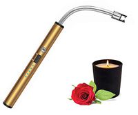 Candle Lighter, Long Flexible Reusable Arc Lighter USB Rechargeable Windproof Flameless Lighter for Multipurpose Like Candle, Grill, Barbaque,Campefire, Birthday Party, Hiking(Gold Rose)