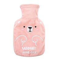 IMSHI Classic Rubber Hot Water Bottle with Soft Fleece Cover - Combination Hot Water Bottle for Tension Relief and Stomach Pain Relief - Deluxe Bed Warmer