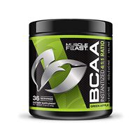 MUSCLE FEAST BCAA Powder 4:1:1 Ratio, Unflavored, Keto Friendly, Sugar Free, Post Workout Recovery, 36 Servings (300 Gram, Green Apple)
