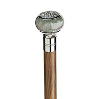 Design Toscano Gentleman's Choice: Blue Sphere Chrome Plated Walking Stick, Silver