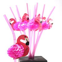Fun Express Tissue Flamingo Straws - 12 Pieces