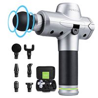 PUNZYMO Massage Gun for Athletes, Deep Tissue Percussion Handheld Muscle Massage Gun with 6 Changable Heads Super Quiet Relieve Pain