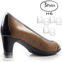 Heel Hunks Clear-Glass H6 16mm 3-Pairs Heel Protectors Replacement Tip Caps for High Heel Shoes and Stiletto - Anti-Slip and for Grass - (Pack of 3)