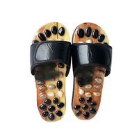 Natural Gravel Acupressure Slipper. Acupressure Effect BTS - JIN shiatsu Slippers (Black)