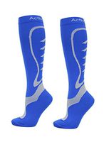 Sports Compression Socks | Unisex - Calf Length | Graduated Compression | (Blue/Grey, Small (Men: 7 & Under, Woman: 8.5 & Under))