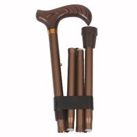 PCP Folding Cane, Derby Handle, Adjustable Height, Lightweight, Bronze