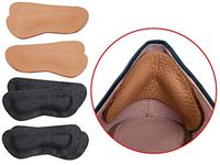 Leather Heel Grips Liner Cushions Inserts for Loose Shoes,Shoe Pads for Shoes Too Big, Improved Shoe Fit and Comfort,4 Pairs-0.35inch Thick(2Khaki+2Black)