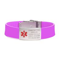 BAIYI Purple Silicone Sports Medical Alert ID Bracelet Wristband for Women (Free Engraving)