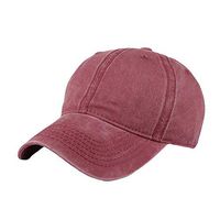 HebeTop Men Women Washed Twill Cotton Baseball Cap Vintage Adjustable Dad Hat Wine Red
