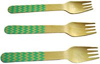 Perfect Stix Chevron Forks 158 36-Mint Printed Wooden Forks with Mint Chevron Pattern, 6" (Pack of 36)