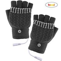 Winter USB Heating Winter Hand Warm Gloves Heated Fingerless Electric Warmer Mitten Full&Half Women Men (D)