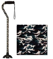 NOVA Sugarcane, Walking Cane with Quad Tip and Carrying Strap, Stand Alone Cane, Camouflage Design