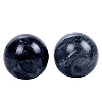Angry Mole 2" Natural Marble Baoding Balls,Chinese Massage Health Balls for Hand Exercise Therapy and Stress Relief (Charcoal Grey)