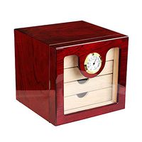 LS-Cigarette Cigar Box, Luxury Black High Glossy Piano Finish Cedar Wood Cigar Humidor Cabinet Storage Box W/ 4 Drawers Hygrometer Humidifier /&
