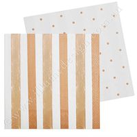 Illume Partyware Rose Gold, Stripes and Dots Luncheon Napkin, Disposable, 20 Count, 16.5 cm, 3 ply for Birthday Party, Kids Party, Baby Shower, Princess Party