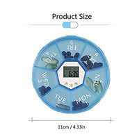 Automatic Pill Dispenser, Round Weekly 7-Day Electric Medicine Pill Organizer Case with Removable LED Alarm Timer - 2 Pack (Green