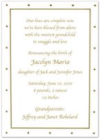 Gold Foil Dotted Border Birth Announcements - Set of 20