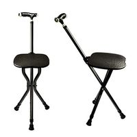 YAC Three-Legged Stool Walking Stick, LED Light Foldable Telescopic Adjustable Elderly Crutches Aluminum Alloy