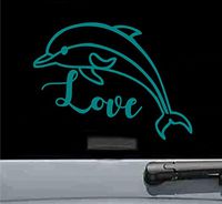 JS Artworks Dolphin Love Vinyl Decal Sticker (Teal)