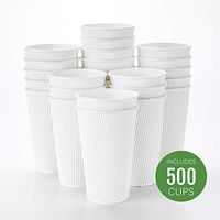 500-CT Disposable White 16-OZ Hot Beverage Cups with Ripple Wall Design: No Need for Sleeves - Perfect for Cafes - Eco-Friendly Recyclable Paper - Insulated - Wholesale Takeout Coffee Cup