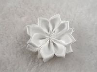 30pcs Double Satin Flowers Appliques Craft Wedding Party Sewing Decoration Upick (White)