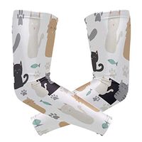 LEVEIS Cute Cats Colorful Arm Sleeves UV Protection for Men Women Sunblock Protective Gloves Running Golf Cycling Driving Long Arm Cover 1 Pair