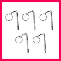 Affaires 5-in-1 Miniature Precision Repair Screwdriver Keychain for Optical/Glasses/Eyeglass Frames/Sunglasses/Jewellery/Watches Repair kit - 5 Pack