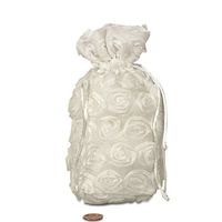 White Rosettes Fabric Bags | Quantity: 12 | Width: 3 1/8"