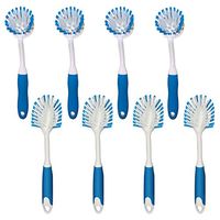 PHYEX Kitchen Scrub Brush for Cleaning Dishes Pots Pan Sink and Bathroom with Comfortable Long Handle, Set of 8 with Different Shapes