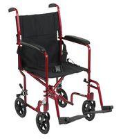 Drive Medical Aluminum Transport Chair, 19", Red