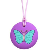 Munchables Butterfly Chew Necklace for Girls - Sensory Jewelry for Girls (Purple)