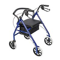 New Medical Rollator Adult Senior Walker Walking Frame Mobility Aid Mobility Rollator 4 Wheels 8" Brake Seat Back