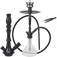 ADMY A04 Hookah Set 65cm Premium Shisha Kit Aluminum Rod Stainless Steel Immersion Tube with Ceramic Diffuser - Black