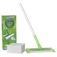 Swiffer Sweeper Dry and Wet Floor Mopping and Cleaning Starter Kit, All Purpose Floor Cleaning Products, Includes: 1 Mop, 7 Dry Pads, 3 Wet Pads