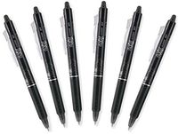 Pilot FriXion Clicker 0.7mm, Erasable Gel Pens, Fine Point, Black Ink, Pack Of 6