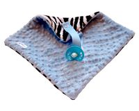 BBEmerald Minky Pacifier Blanket, Blue Zebra
