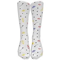 Long Dress Socks Over-the-Calf Tube Compression Socks Space Themed Patterns Training Football Athletic Sports Socks