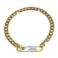 Pre-Engraved Gold Plate Curb Link"Diabetes Type 2 Insulin Dependent" Medical ID Bracelets for Women