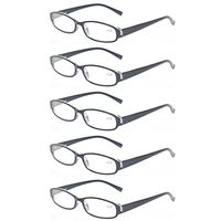 Reading Glasses Comb Pack of Multiple Fashion Men and Women Spring Hinge Readers (5 Pack Black, 2.0)