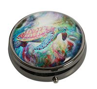 Caikem Turtle Custom Gun Silver Stainless Steel Round Pill Case Medicine Vitamin Hosted Pill Box Holder