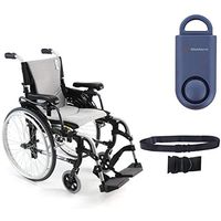 Karman S-Ergo 305 Ultra Lightweight Ergonomic Wheelchair | Adjustable Seat Height | Seat Size 16" X 17" | Frame Color Pearl Silver & Free 130 dB Matte Blue Safety Alarm! + Black Belt!