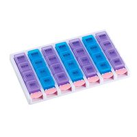YOKASON 7-Day Pill Organizer, Weekly Pill Box 28 Compartments, Each Compartment Fits Pills Vitamins Fish Oil, 4 Times a Day(Blue-Purple)