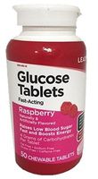 Leader Glucose Chewable Tablets, 50 Raspberry Flavored Tablets Per Bottle (5 Bottles)