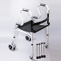 XIHAA Elderly People Walker, Height Adjustable Folding Aluminum Alloy Double Curved Handle with Oxford Cushion,Walking Rehabilitation Equipment(Four Rounds)