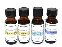 4 Pc Multi Scent 1/2oz Scented Fragrance Oils Butt Naked, BITE ME, Fuzzy Navel, Juicy & Delicious Electric & Non Electric Warmer Scents