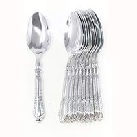 TigerChef Silver Heavy Duty Plastic Spoons Disposable Reusable Bulk Party Supplies Solid, Durable and Heavyweight Silverware Flatware Cutlery Utensils Pack Of 24