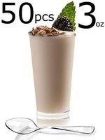 Zappy 50 3 Oz Disposable Plastic Straight Wall Shooter Glasses Clear Dessert Cups and Tasting Spoons - Dessert Shooters Glasses Appetizer Bowls Trifle Bowl Tumbler Shooters 3 oz Cups & Spoons 50 Ct