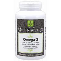 Nutrivival Omega-3 1000mg with 180 EPA/120 DHA Per Softgel That Helps Support A Healthy Cardiovascular System* 180 Softgels